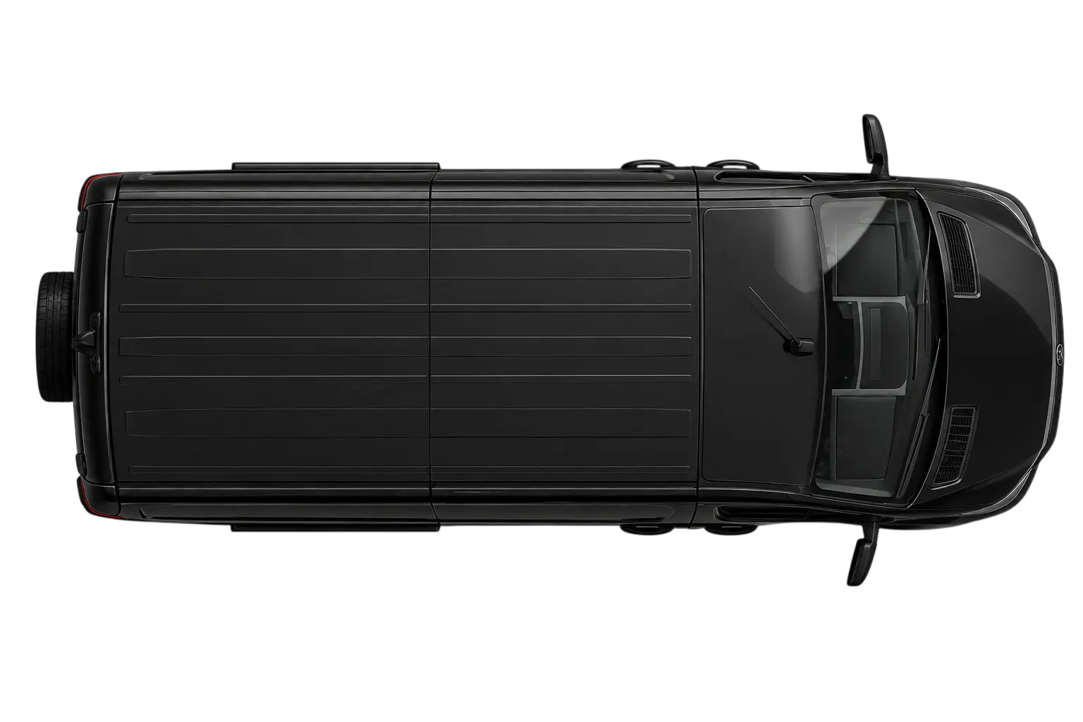 Top view of the ShineRight mobile detailing van moving through the service process